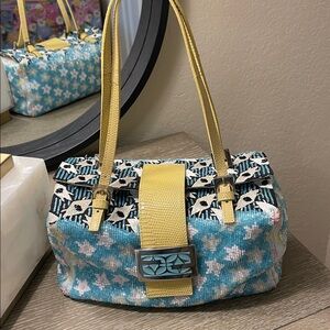 Limited Edition Vintage 2000’s Fendi Beaded & Lizzard bag with enamel buckle